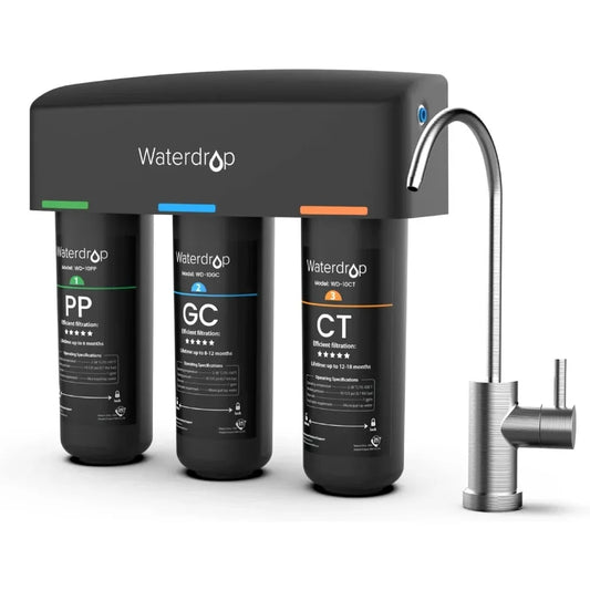 8 Layer High Capacity Under Sink Water Filter Reduces PFAS Fluoride Chlorine Bad Taste with Faucet
