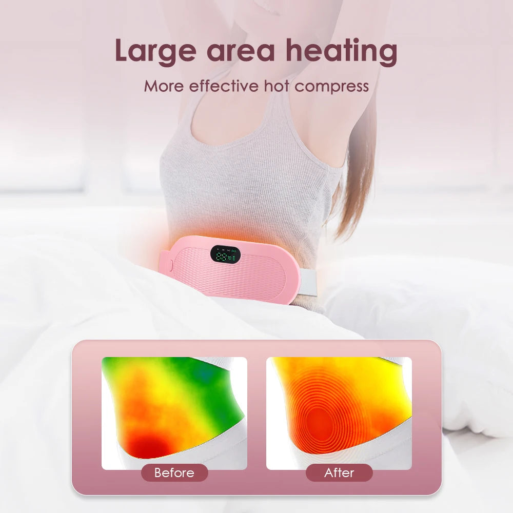 Electric Heating Pad for Women Vibrator Menstrual Cramp Relief Device Abdominal Belt Warmer with Blood Circulation Massager