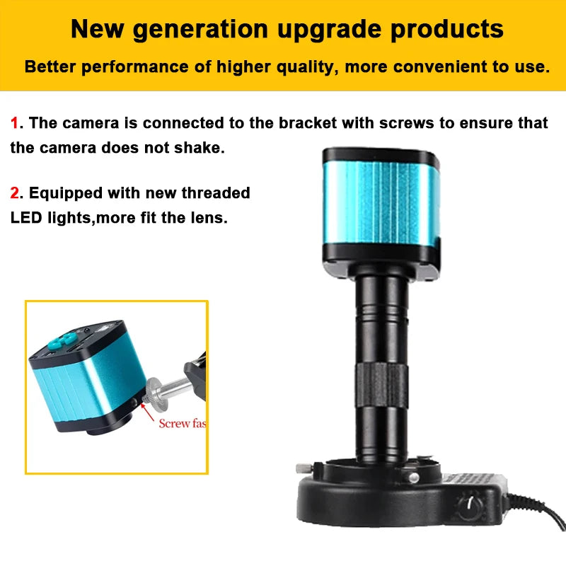 150X Zoom Lens Electronic Digital Microscope 4K 48MP Soldering Camera HDMI USB IMX327 Microscope Tools Ring Light Stand Repair