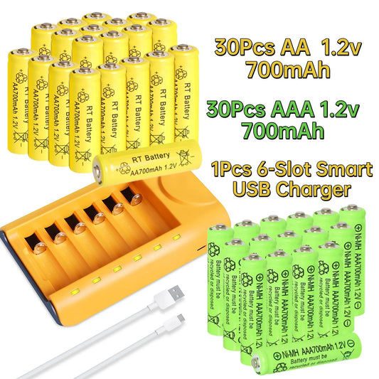 Skywolfeye 30pcs/24pcs/18pcs/12pcs/6pcs AA AAA NiMh Batteries Set