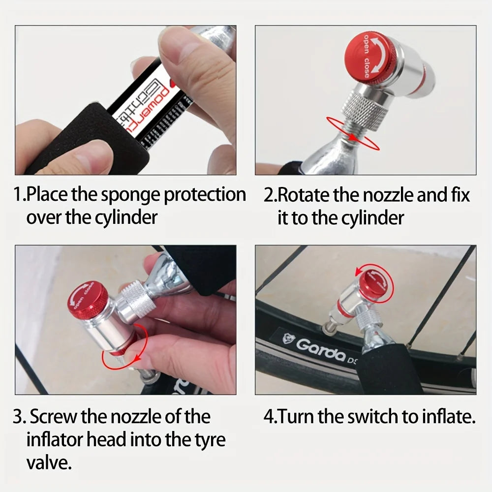 CO2 Pump For Bicycle Schrader  Adapter Bike Pump Inflator Aluminum Tire