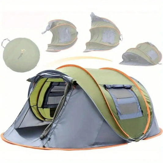 Camping Tent for 4 People Easy Pop Up Design with 2 Doors UPF50 Plus Waterproof Fabric