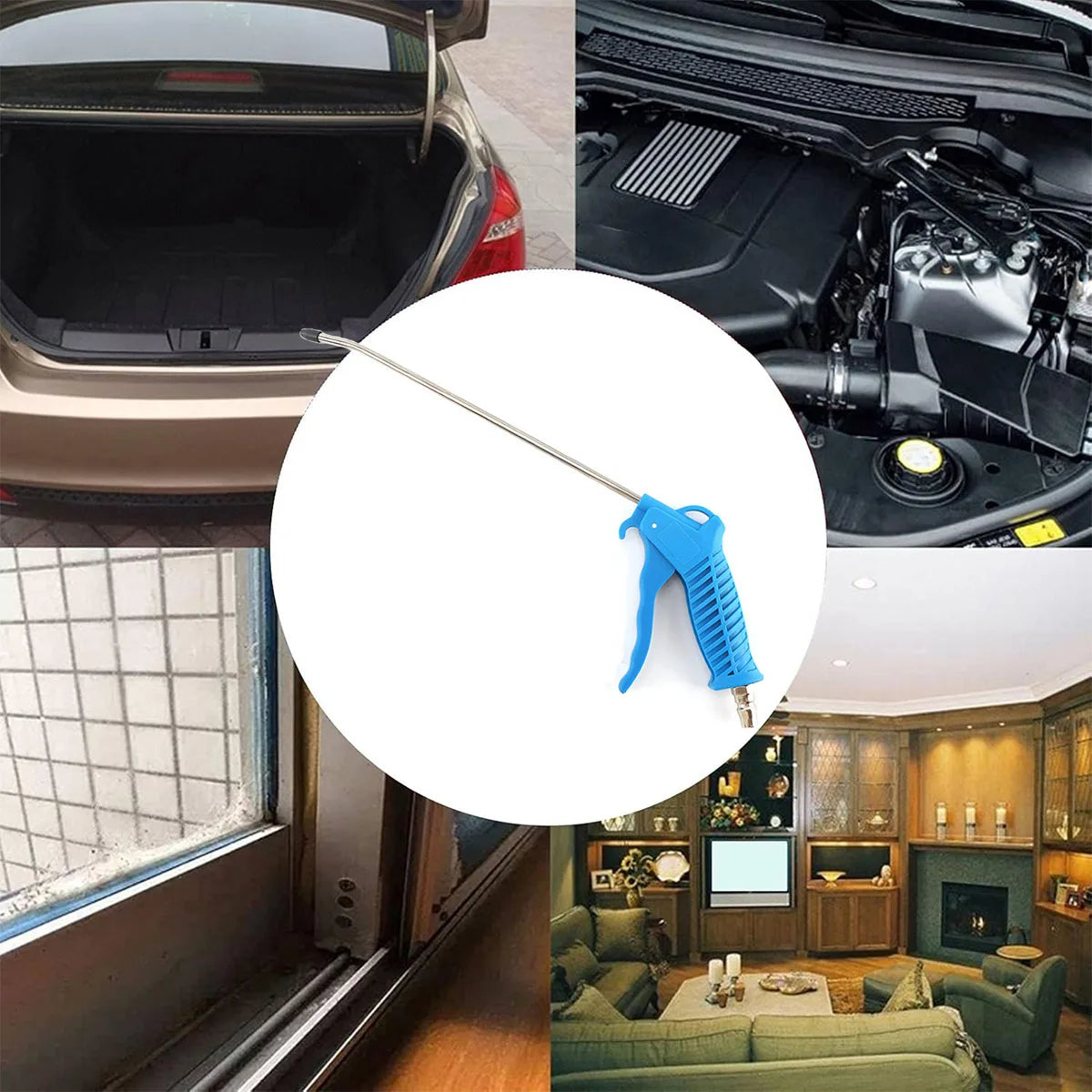 Air Blow Gun High Flow Air Blower Gun for Compressor with Angled Bent Nozzle Long Style Available in Three Colors