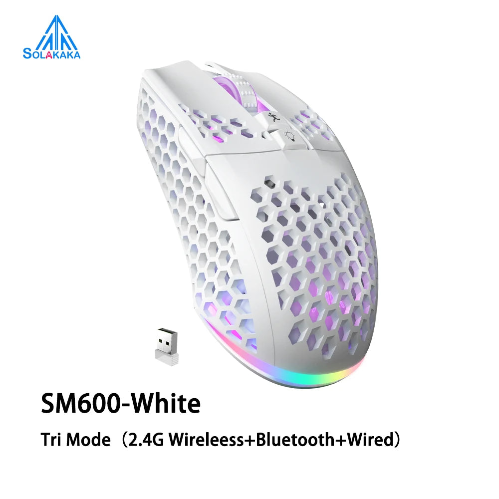 SM600 3-Mode Connection Wireless Gaming Mouse Ergonomic Design Rechargeable Mice Macro Software Zero Latency