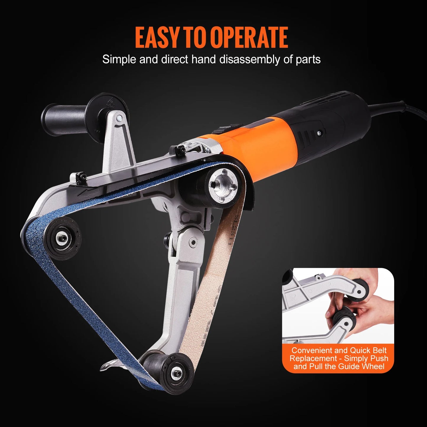 SucceBuy Pipe Tube Polisher Sander 1000W Belt Sander 100-3200RPM Rust Removal Machine with Sanding Belt Options