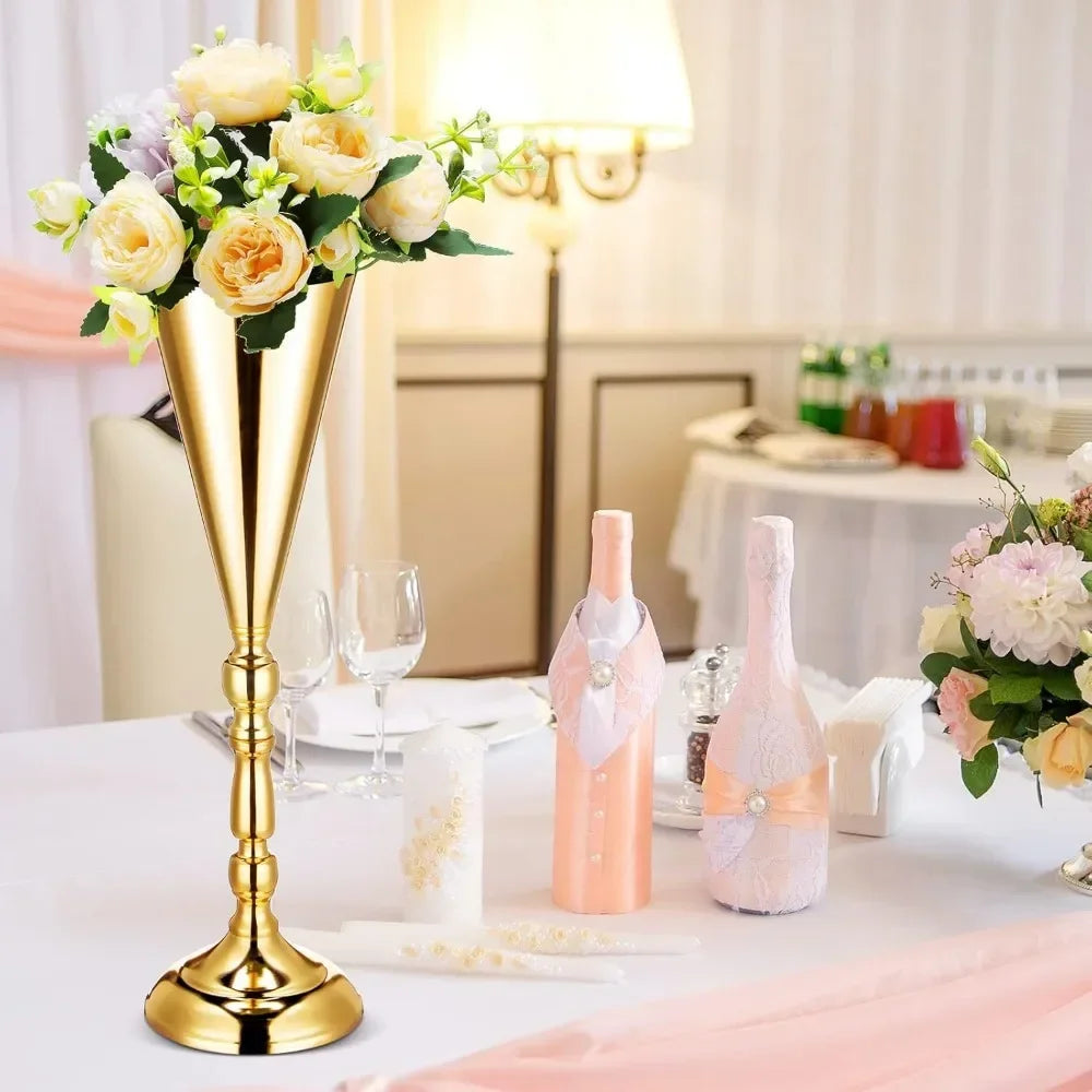 20 Pcs 16.5 Inches Tall Gold Vase Centerpiece Tabletop