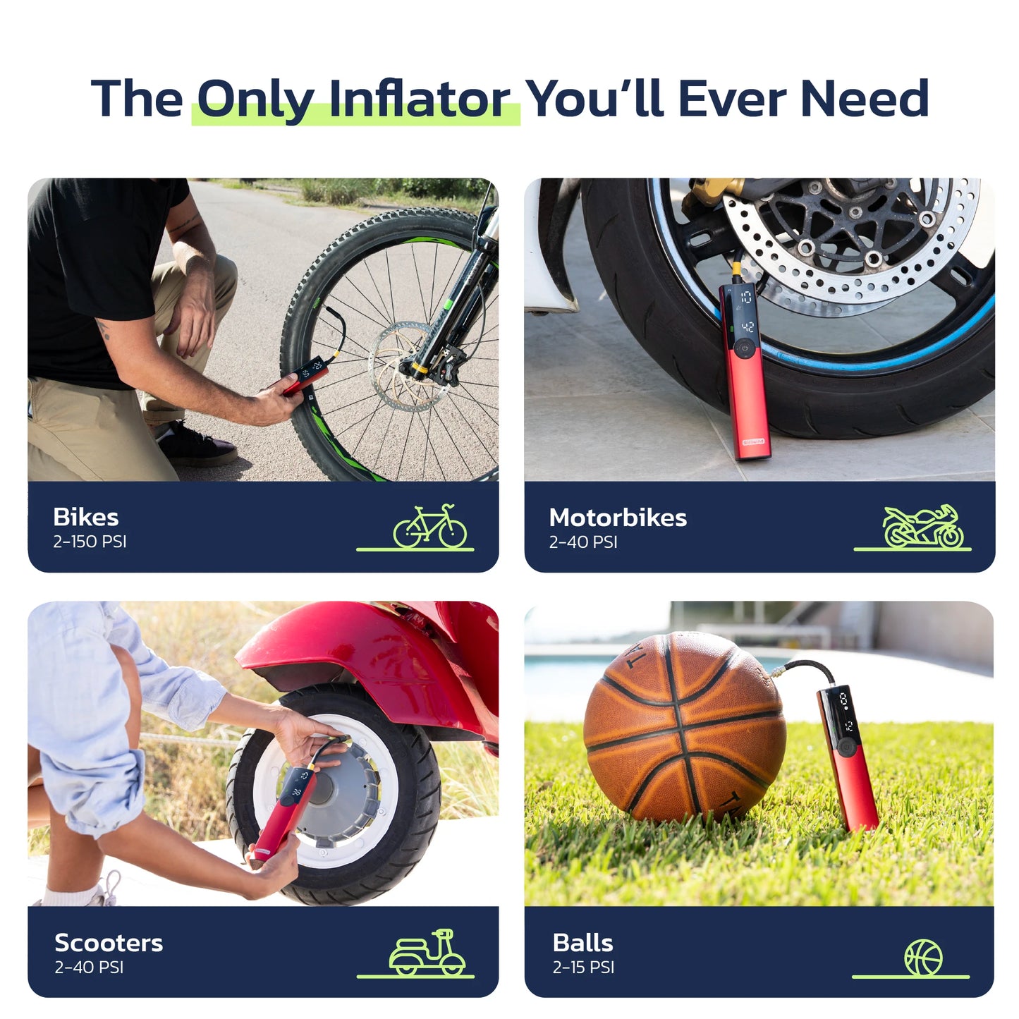 The Pro Electric Bicycle Pump Tire Inflator Portable Air Compressor - 150 PSI