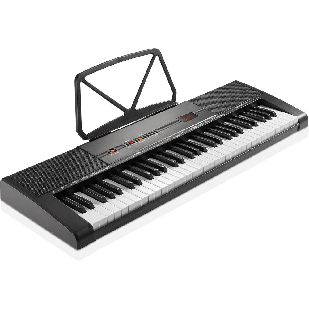 61-Key Digital Electronic Keyboard Piano with Light Up Keys, Includes Stand, Bench, Headphones, Mic
