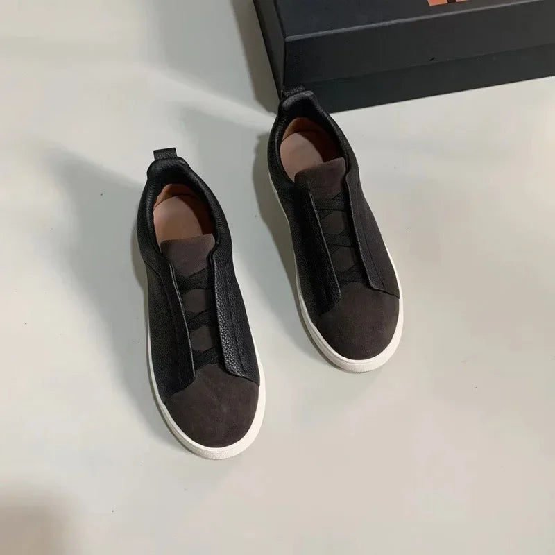 2025 Luxury Mens Casual Shoes Triple Stitch Suede Leather Sneakers
