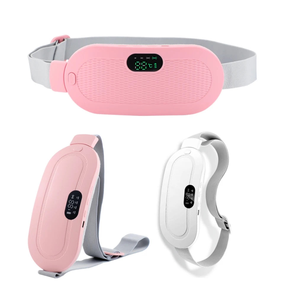 Electric Heating Pad for Women Vibrator Menstrual Cramp Relief Device Abdominal Belt Warmer with Blood Circulation Massager