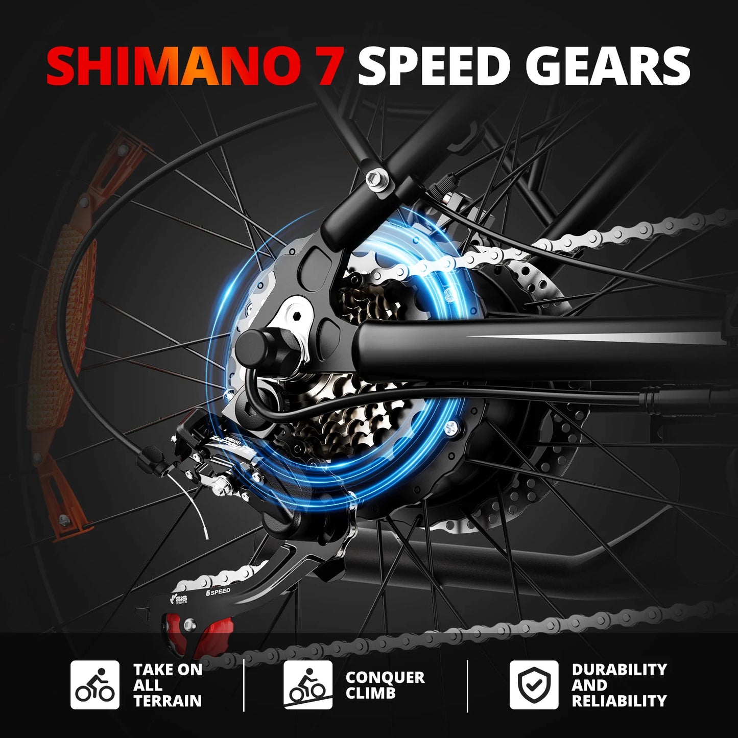 AMYET Electric Bike EB26 Adults Electric Bicycle 1500W 48V 15AH 26 Inch Fat Tire Mountain Bike 31mph Electric Dirt Bike