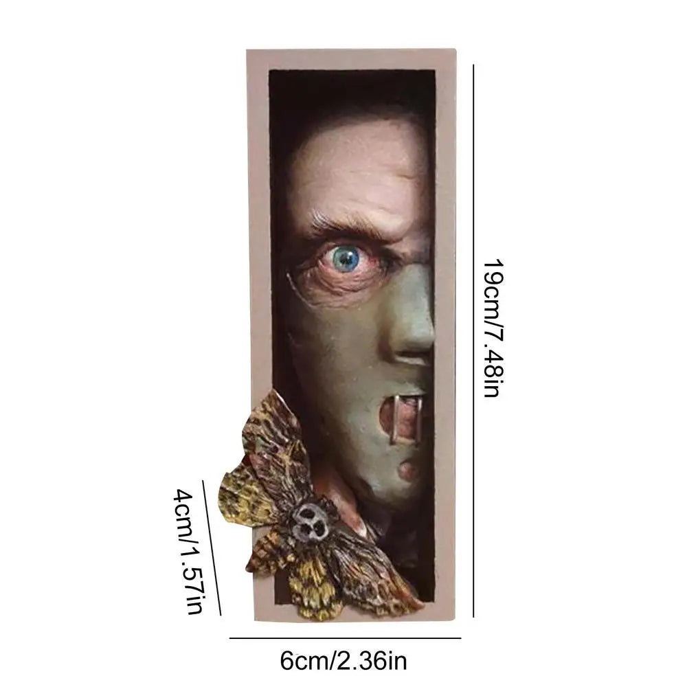 Horror Peeping On The Bookshelf Halloween Human Face Resin Bookends