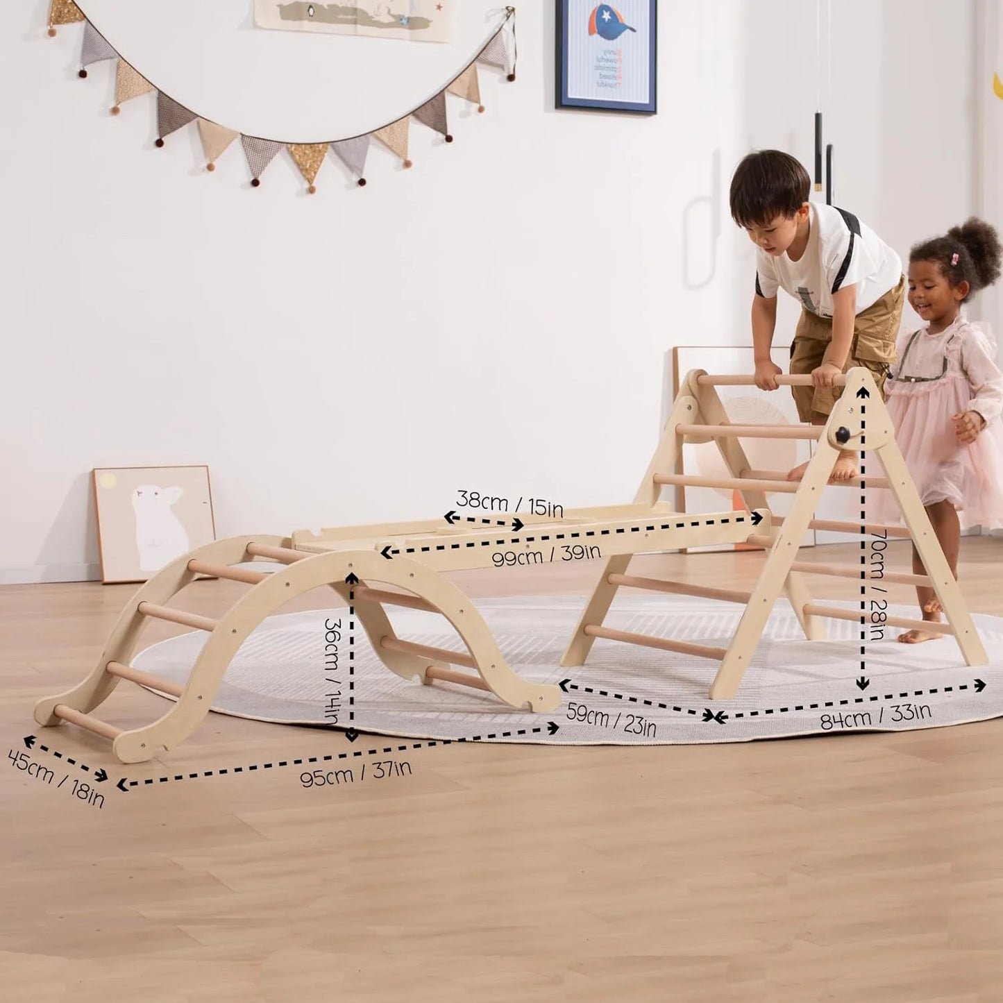 Medium Foldable Triangle Set with Sliding Ramp & Climbing Arch
