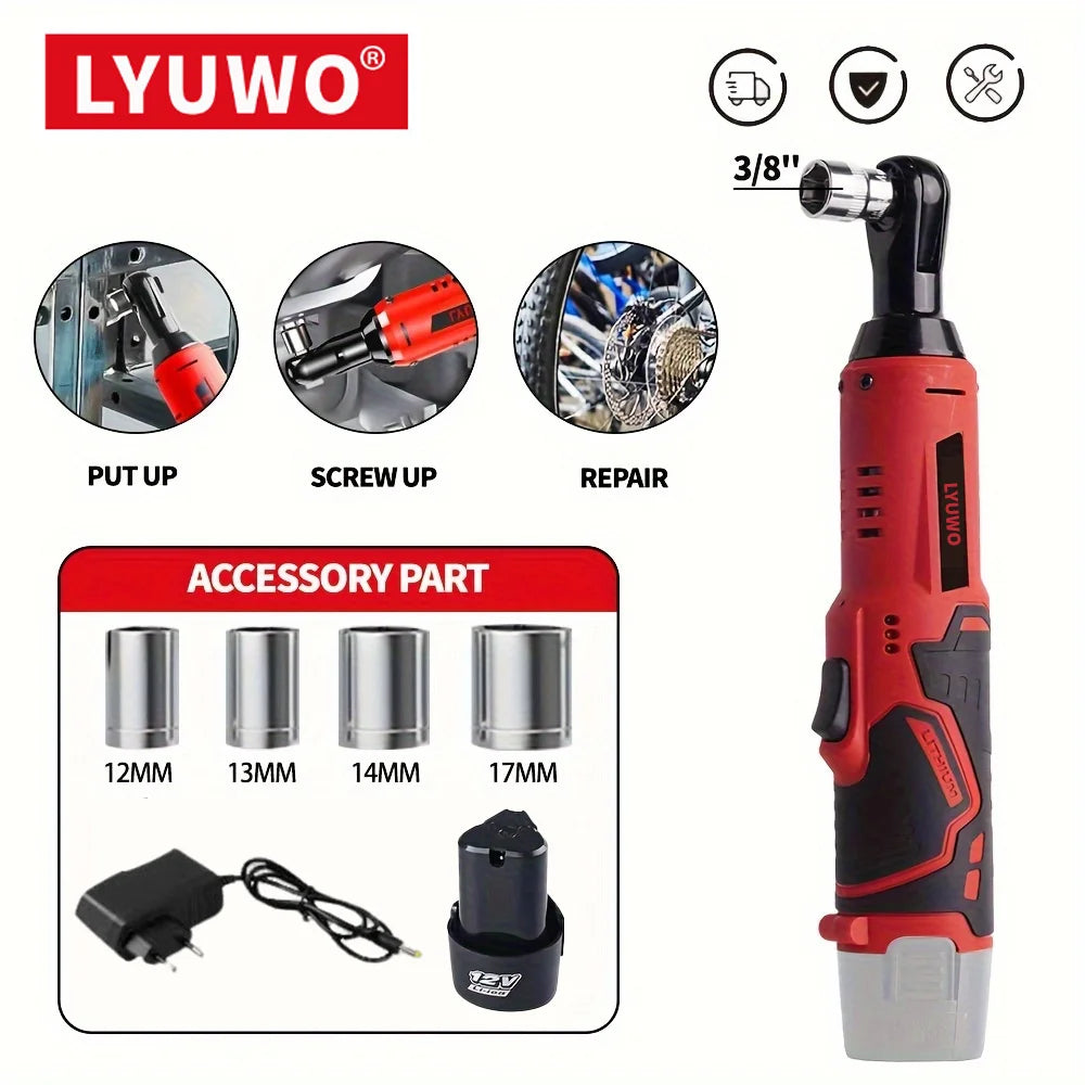 3/8 Inch Rechargeable Electric Ratchet Set With Angle Drill And Screwdriver For Automobile Maintenance Tool