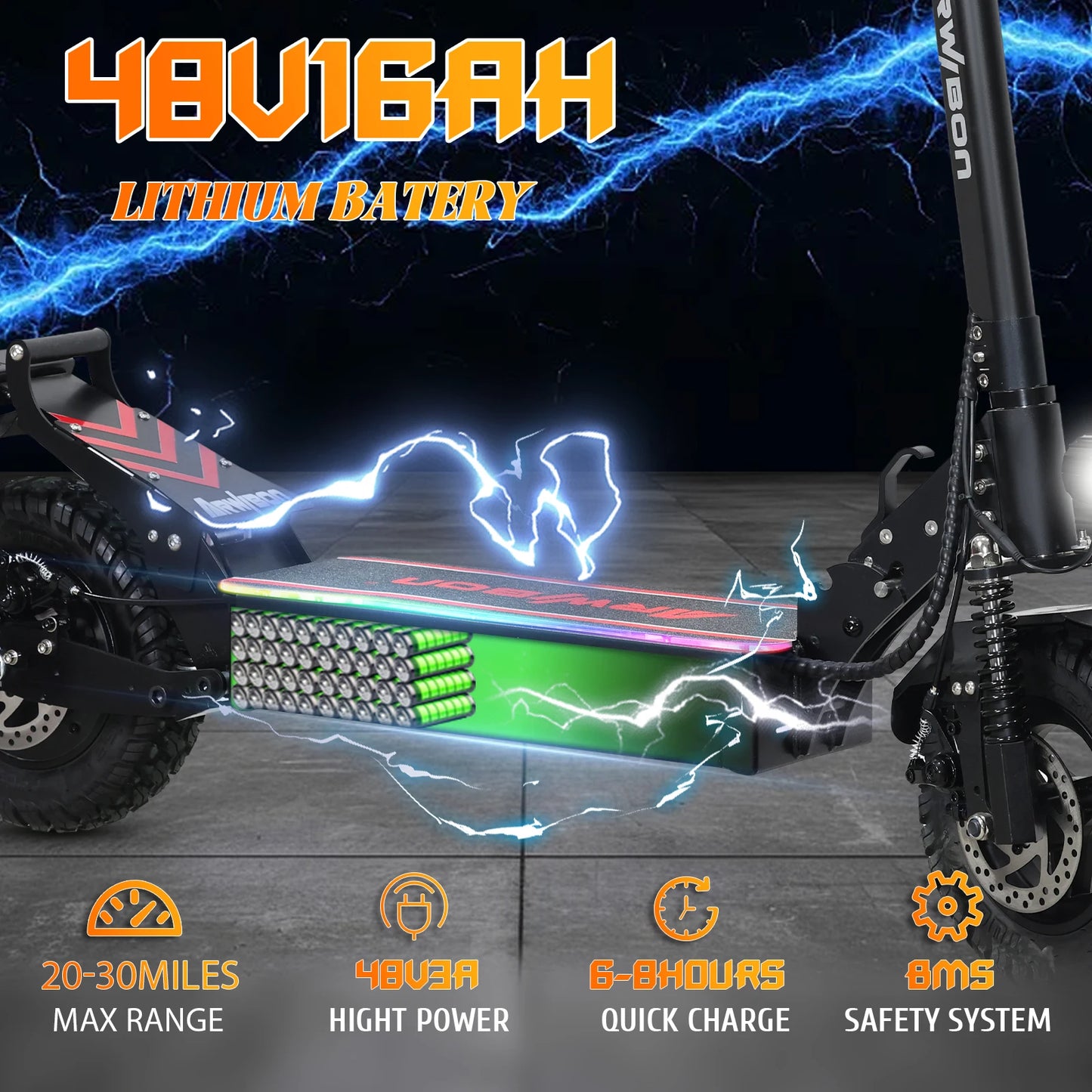 Arwibon Q30 Adult Electric Scooter 2500W Motor Top Speed 30MPH 48V 16AH 11 Inch Off Road Tires Sport Commuter Folding E Scooter