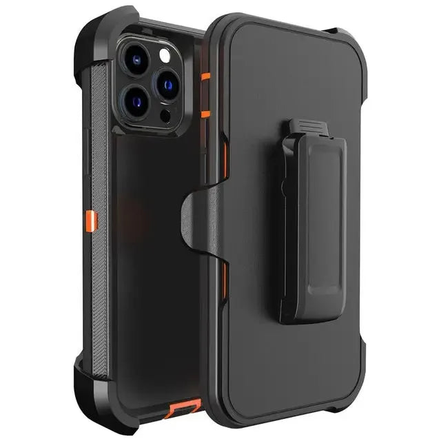 3 In 1 Heavy Shockproof PC TPU Rugged Phone Case with Belt Clip for iPhone 14 13 12 11 15 16 Pro Max Mini XR XS Max X SE 7 8 Plus