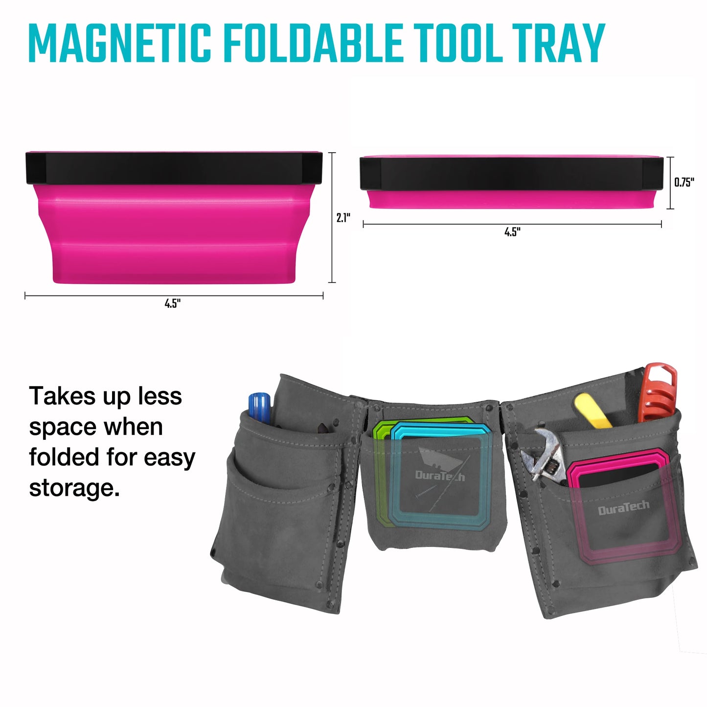 DURATECH Magnetic Foldable Parts Tray Set 3 Pack Silicone Tray