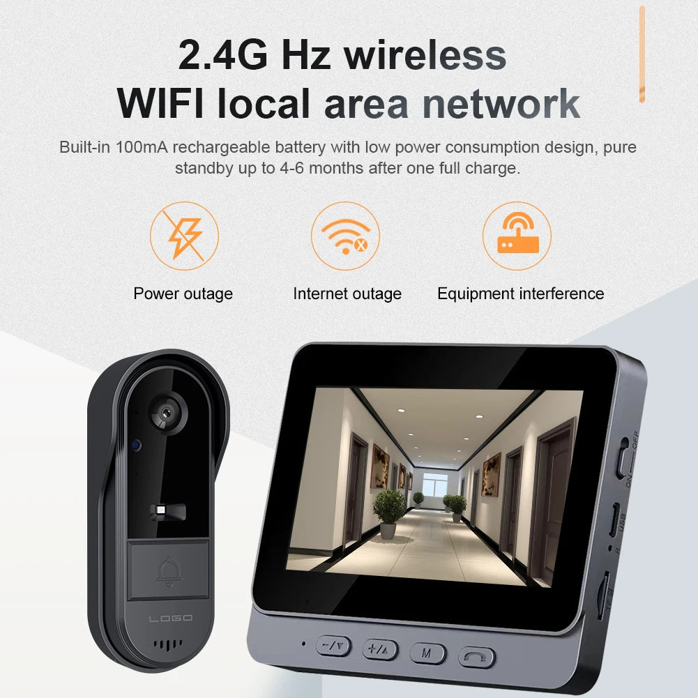 2.4G WiFi Wireless Video Doorbell HD Doorbell Camera