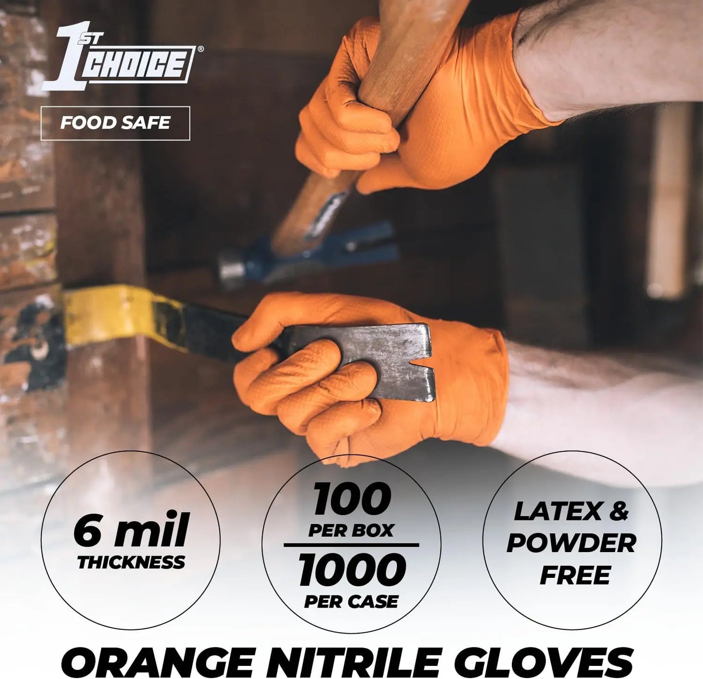1st Choice 6 Mil Nitrile Gloves Disposable Latex Free
