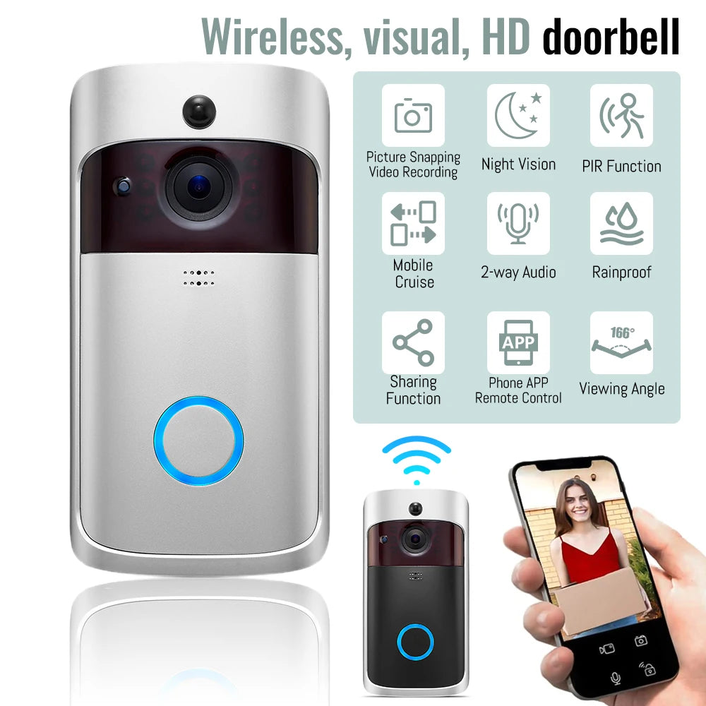 Smart WiFi Video Doorbell IP65 Waterproof Home Doorbell Phone
