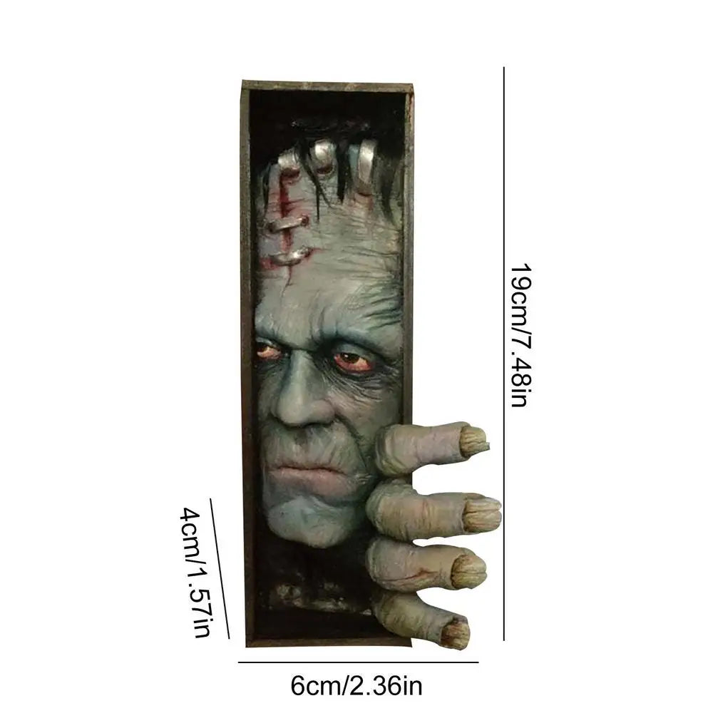 Horror Peeping On The Bookshelf Halloween Human Face Resin Bookends
