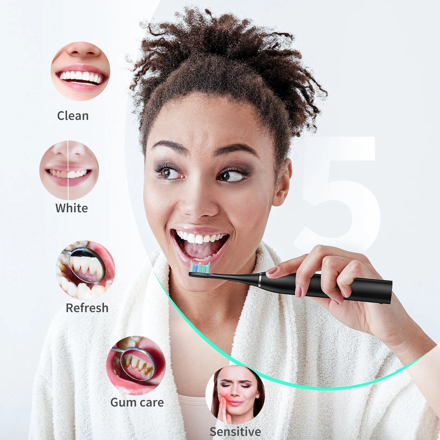 Electric Toothbrush Rechargeable With 8PCS
