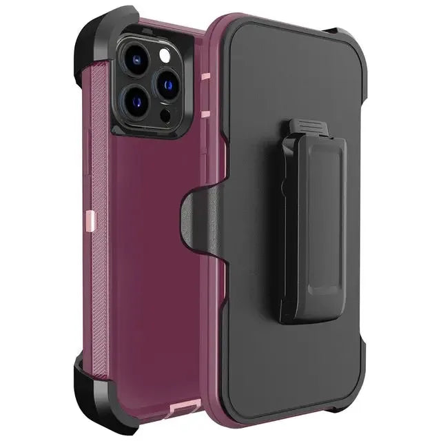 3 In 1 Heavy Shockproof PC TPU Rugged Phone Case with Belt Clip for iPhone 14 13 12 11 15 16 Pro Max Mini XR XS Max X SE 7 8 Plus