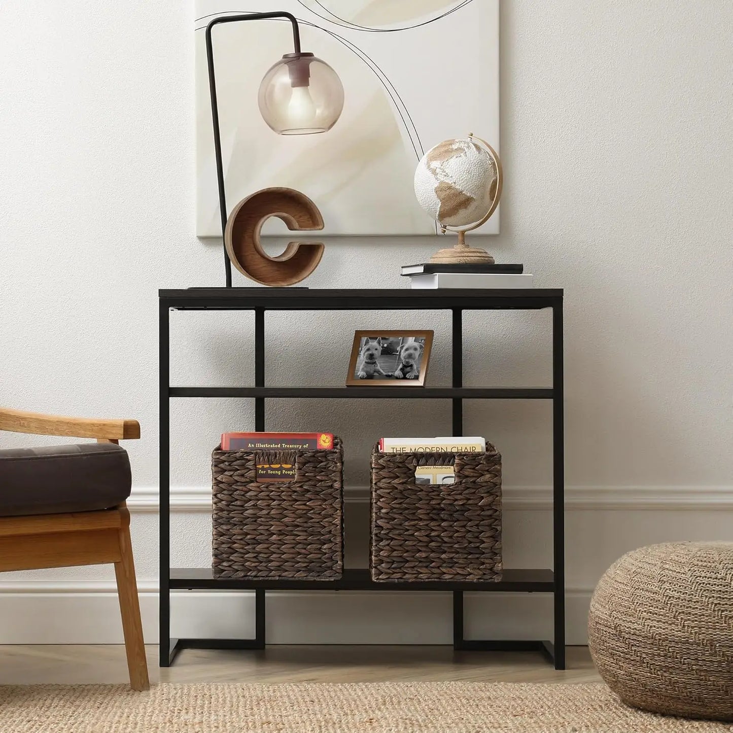 10.5" X 10.5" Water Hyacinth Storage Baskets Espresso Set