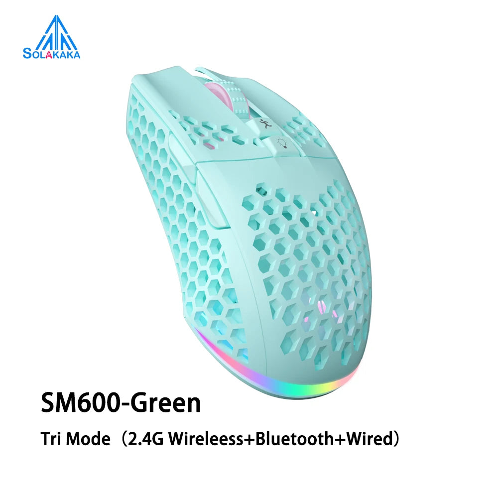 SM600 3-Mode Connection Wireless Gaming Mouse Ergonomic Design Rechargeable Mice Macro Software Zero Latency