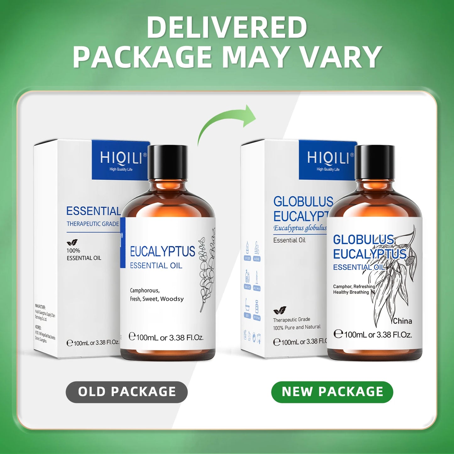 HIQILI 100ML Eucalyptus Vanilla Frankincense Mint Sandalwood Rose Essential Oils