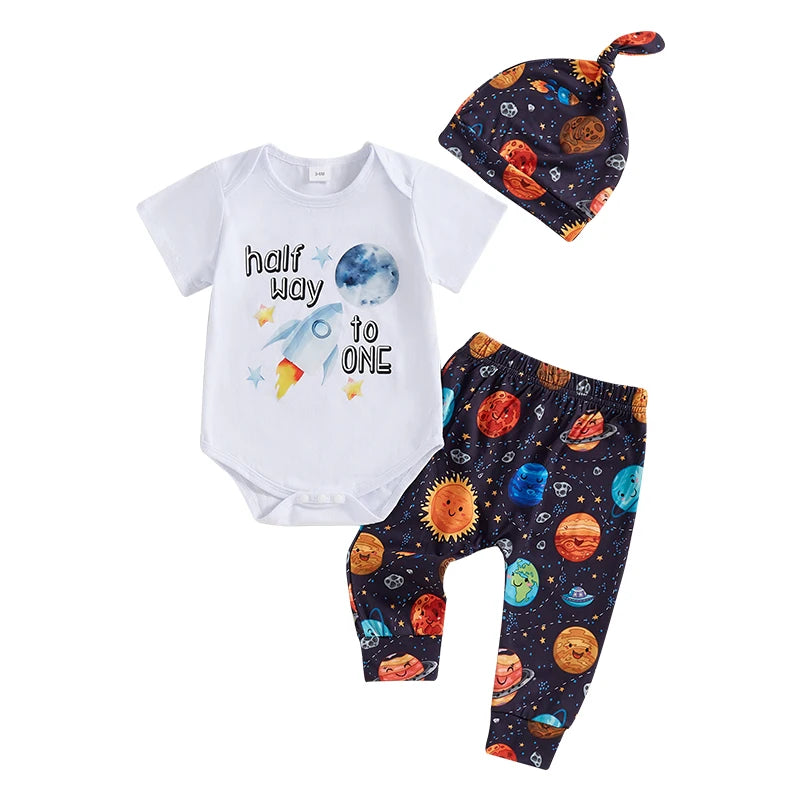 Baby Girl Half Birthday Outfits Floral Print Bodysuit Set