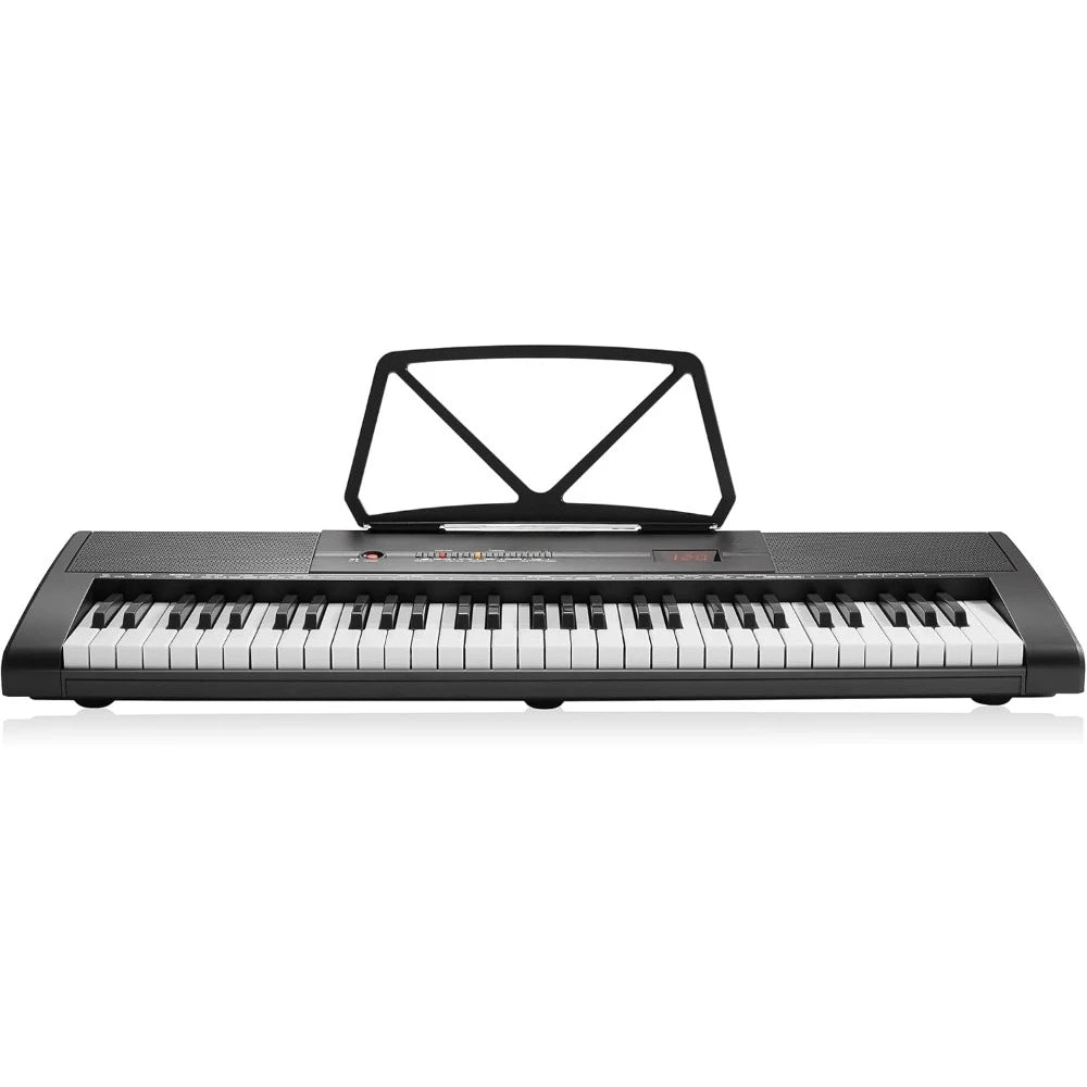 61-Key Digital Electronic Keyboard Piano with Light Up Keys, Includes Stand, Bench, Headphones, Mic