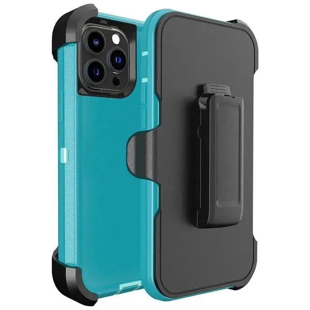 3 In 1 Heavy Shockproof PC TPU Rugged Phone Case with Belt Clip for iPhone 14 13 12 11 15 16 Pro Max Mini XR XS Max X SE 7 8 Plus