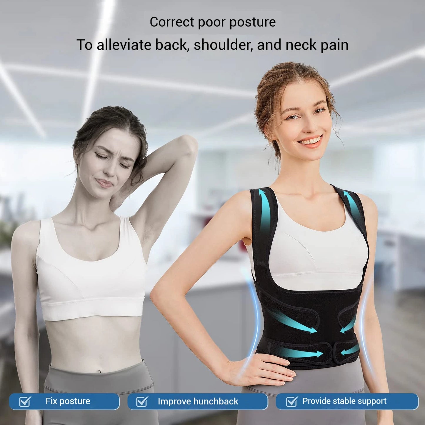 Back Support Brace Posture Corrector for Women and Men Anti Hunchback Correction Strap Scoliosis Straightener