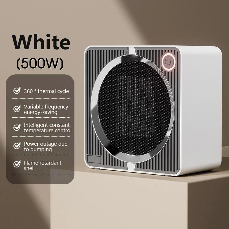 500W Electric Heater PTC Ceramic Heating Hot Air Blower Home Room Small Desktop Fan Heater Winter Low-power Electric Warm Stove