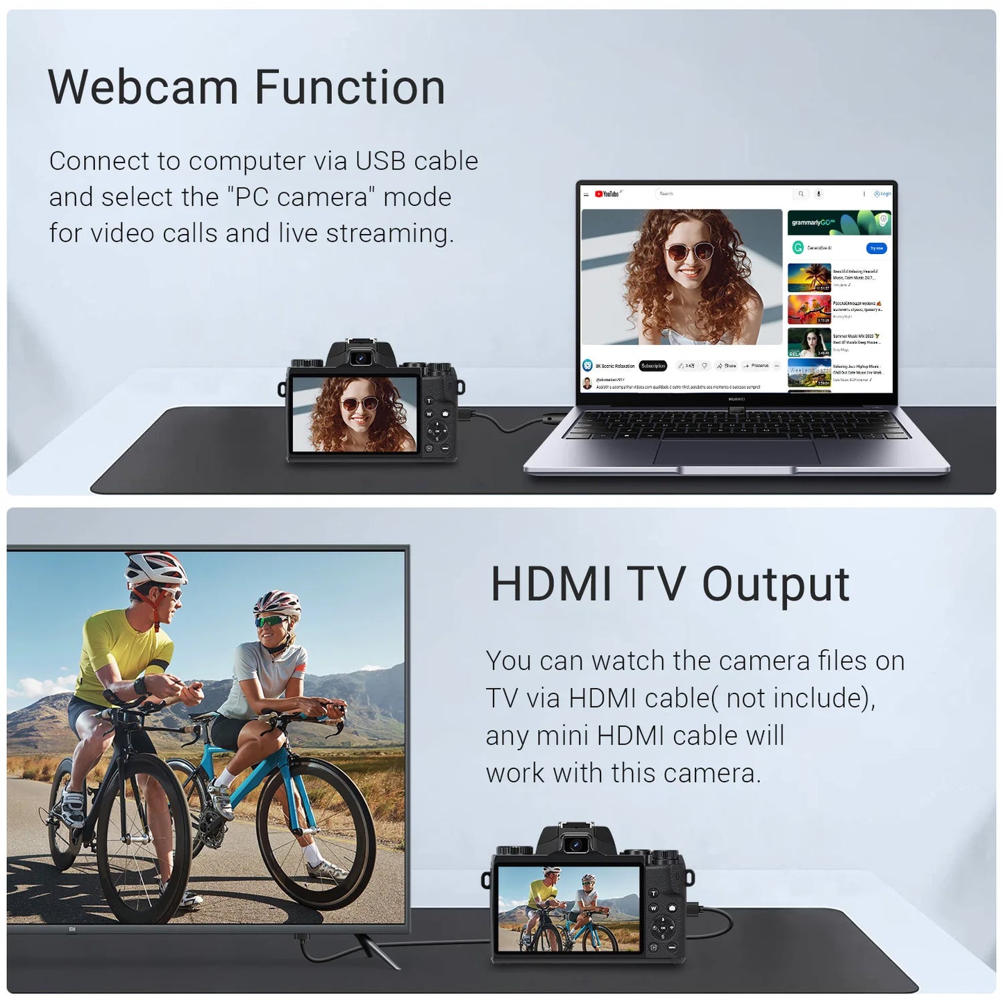 Digital Camera for Photography 4K 64MP WiFi Vlogging Camera with Flash Lens Hood Front and Rear Camera 4 Inch Touch Screen