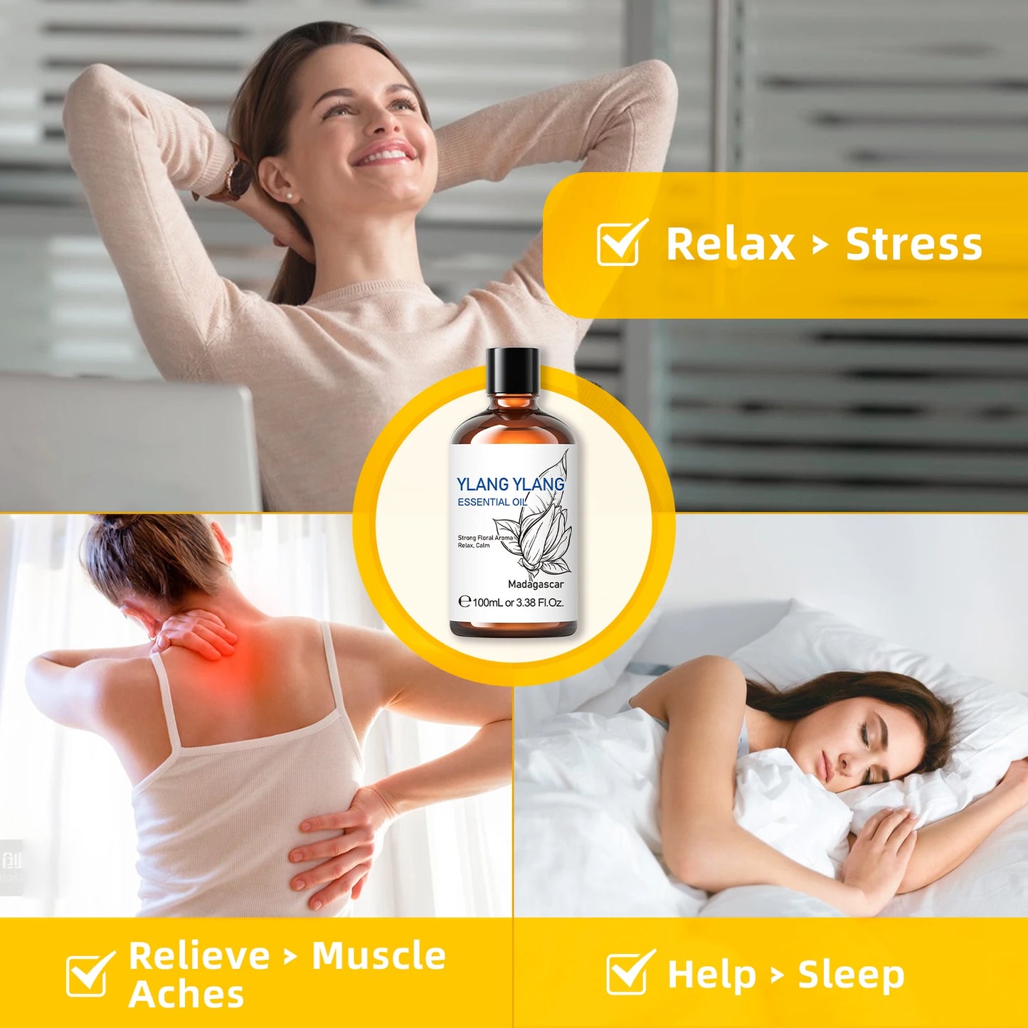 HIQILI 100ML Ylang Ylang Essential Oils for Aromatherapy