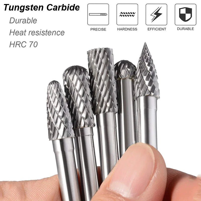 Tungsten Carbide Burrs Set Die Grinder Bit Mill Double Cut