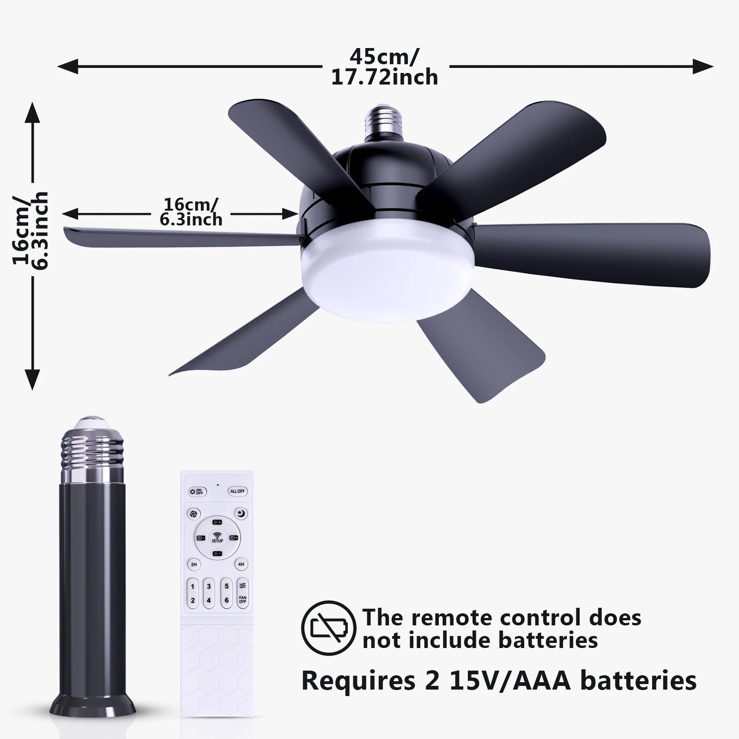 Socket Fan Light With Remote, Screw Ceiling Fans