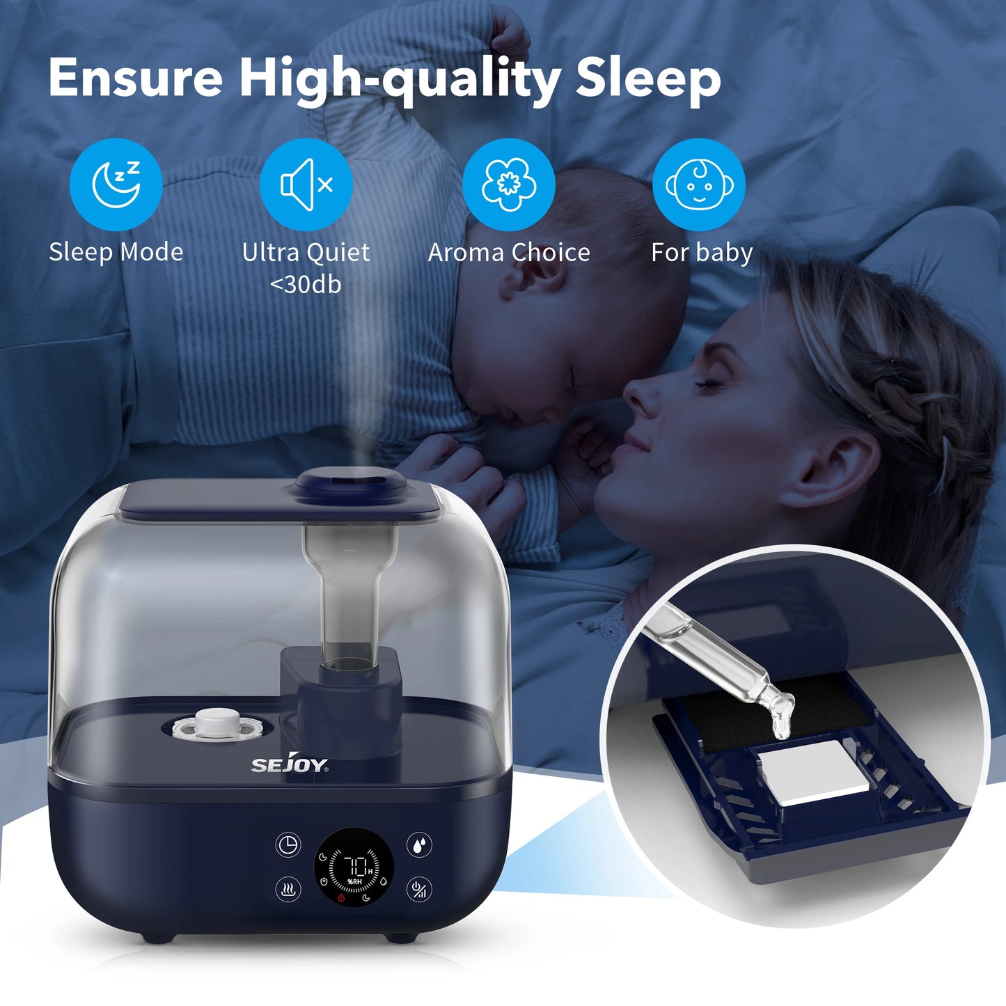 Sejoy 5L Humidifier for Bedroom Large Room Home Diffuser