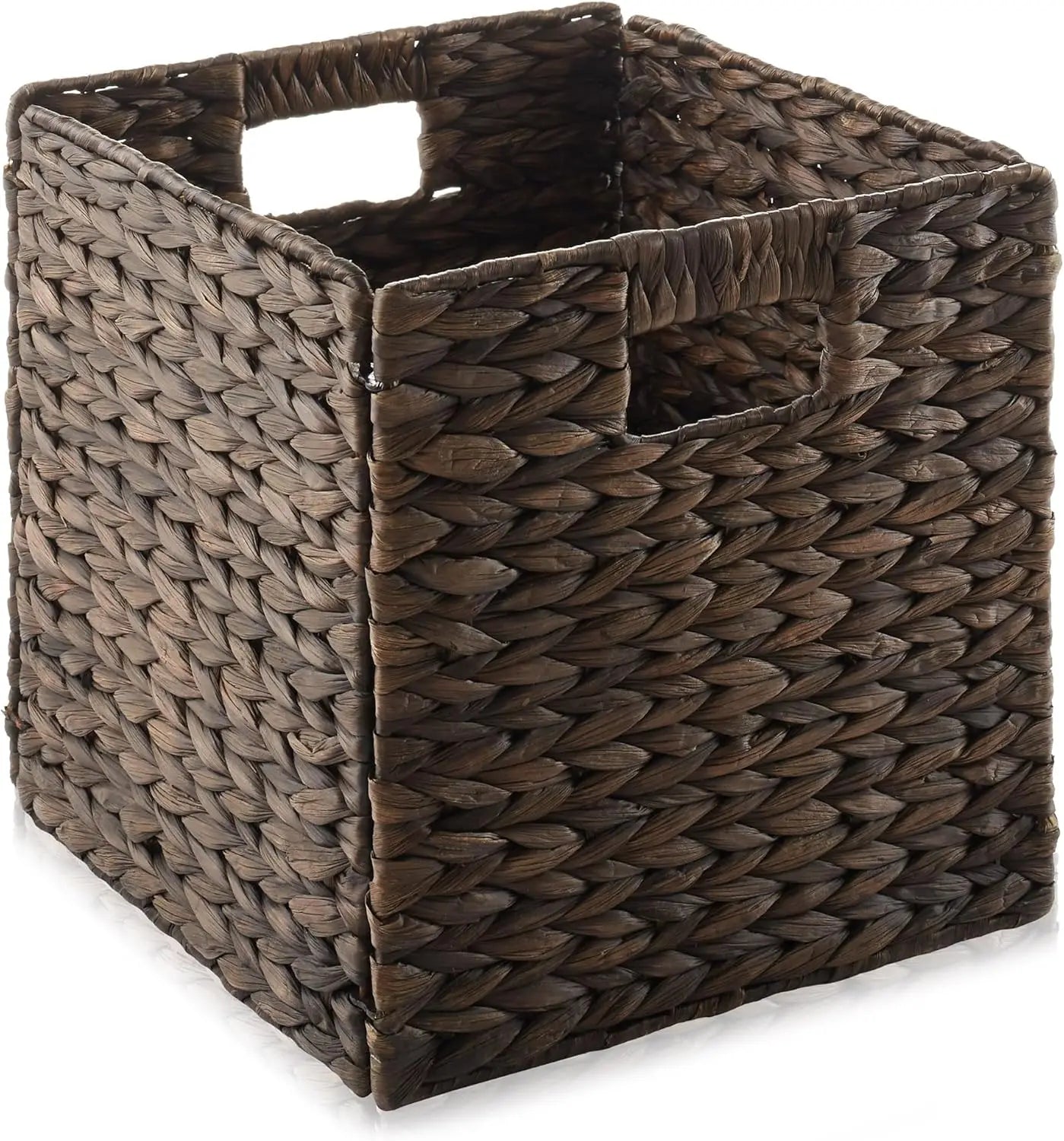 10.5" X 10.5" Water Hyacinth Storage Baskets Espresso Set