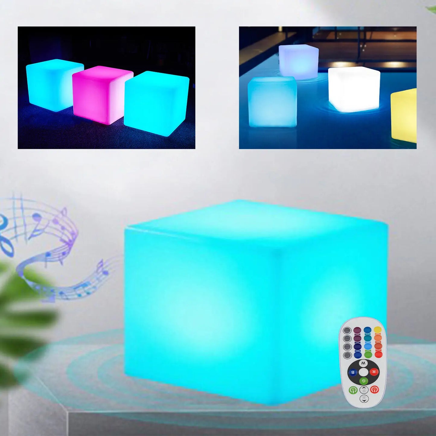 Loyalheartd 17 Inch LED Cube Light Pub Bar Stool 16 RGB Color Changing Chair Light with Remote Control Atmosphere Lamp