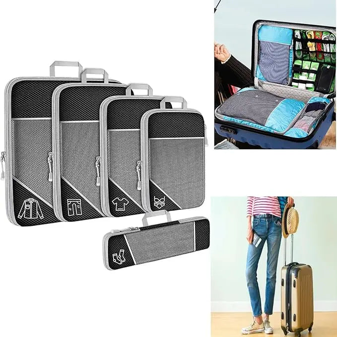 Compression Packing Cubes 5 Pack Luggage Packing Cube for Travel Ultralight Suitcase Organizer Bags Set with Double Zipper and Handle
