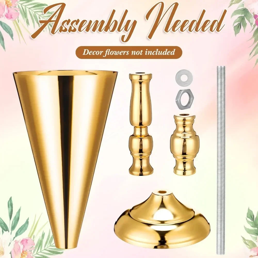 20 Pcs 16.5 Inches Tall Gold Vase Centerpiece Tabletop
