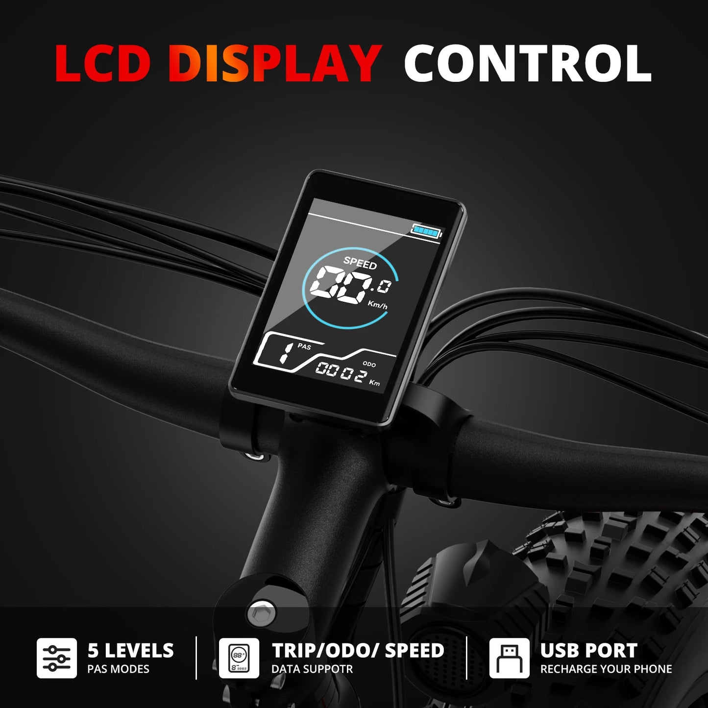 AMYET Electric Bike EB26 Adults Electric Bicycle 1500W 48V 15AH 26 Inch Fat Tire Mountain Bike 31mph Electric Dirt Bike