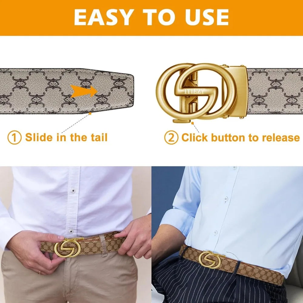 Mens Ratchet  Leather belt Adjustable  - 1 3/8"