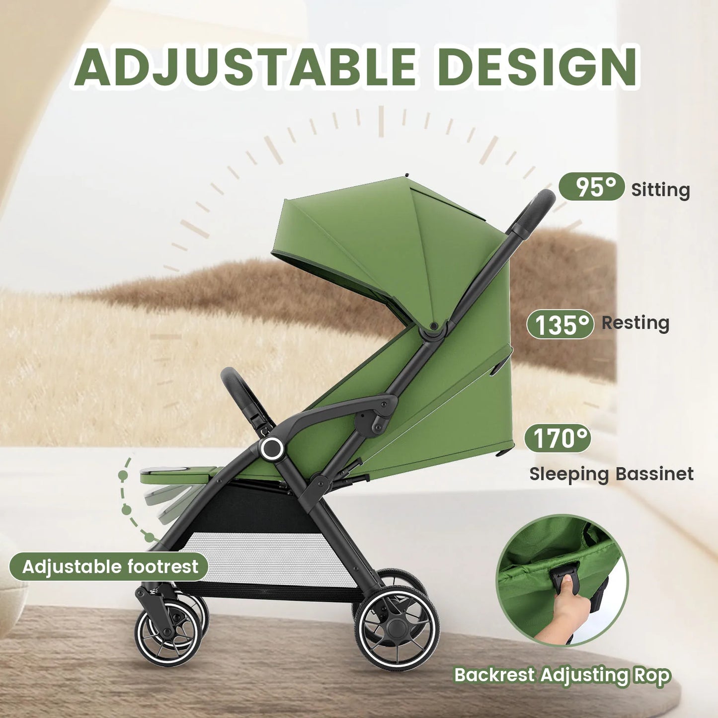 High View Portable Baby Stroller Compact Lightweight Travel Stroller for Babies & Toddlers With 360 Swivel Seat