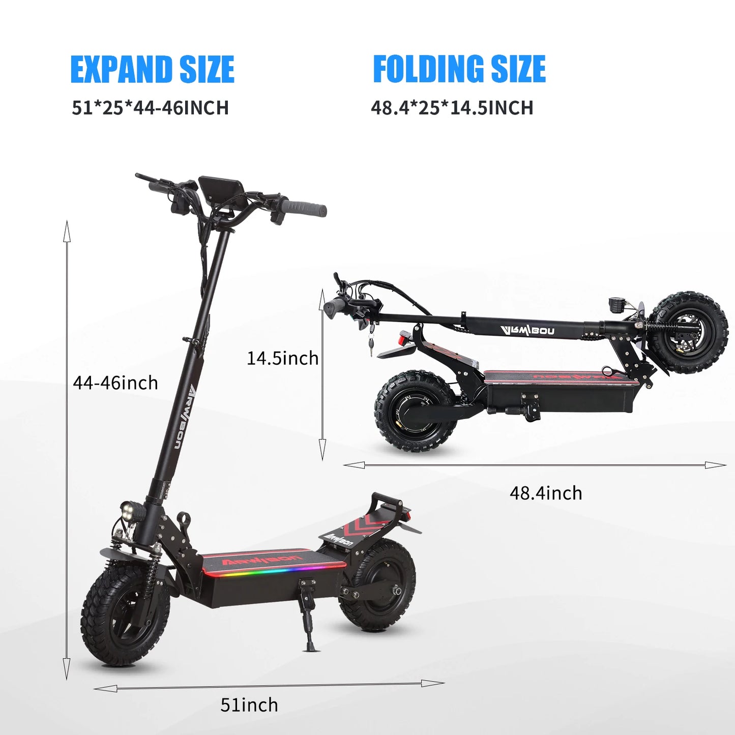 Arwibon Q30 Adult Electric Scooter 2500W Motor Top Speed 30MPH 48V 16AH 11 Inch Off Road Tires Sport Commuter Folding E Scooter