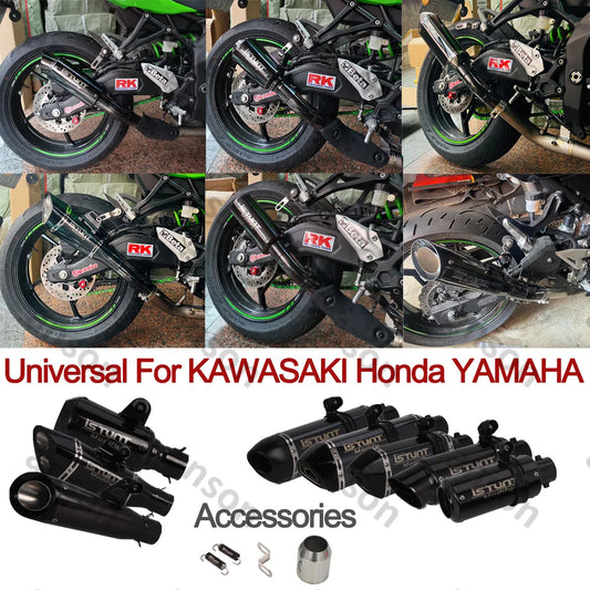 Motorcycle Exhaust Muffler Pipe 2 Inch Inlet Slip On For Kawasaki Yamaha Honda Grom Street Sport Motorcycles