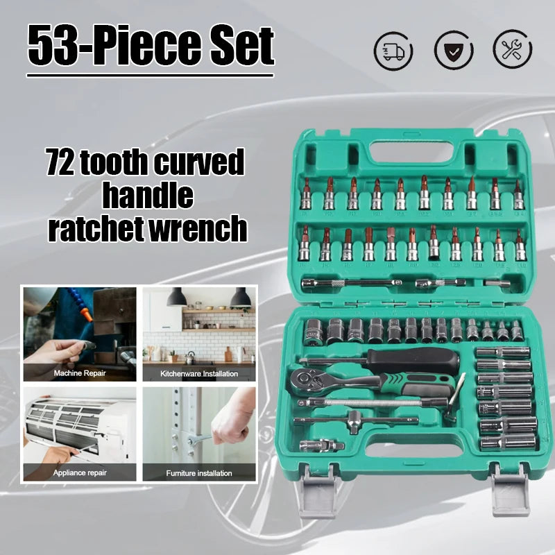 Lyuwo Professional Motorcycle Repair Tools 53 Piece Ratchet Wrench and Stainless Steel Set